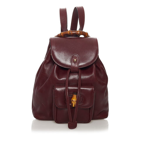 グッチ バンブー リュック・デイパック 003 2058 ワインレッド レザー レディース GUCCI 【中古】