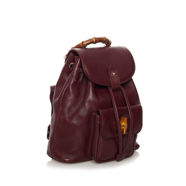 グッチ バンブー リュック・デイパック 003 2058 ワインレッド レザー レディース GUCCI 【中古】