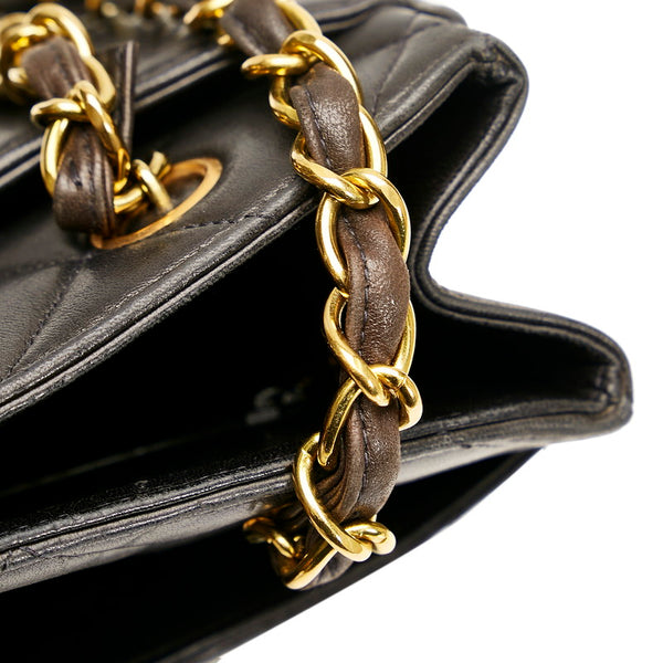 シャネル デカココマーク チェーン ショルダーバッグ ブラック ラムスキン レディース CHANEL 【中古】