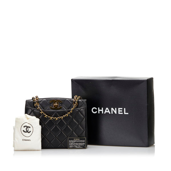 シャネル デカココマーク チェーン ショルダーバッグ ブラック ラムスキン レディース CHANEL 【中古】