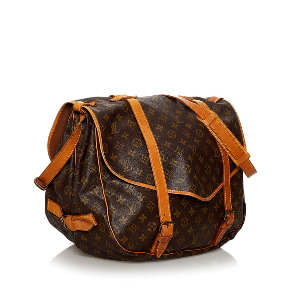 ルイ ヴィトン モノグラム ソミュールGM 斜め掛け ショルダーバッグ M42256 ブラウン PVC レザー レディース LOUIS VUITTON 【中古】