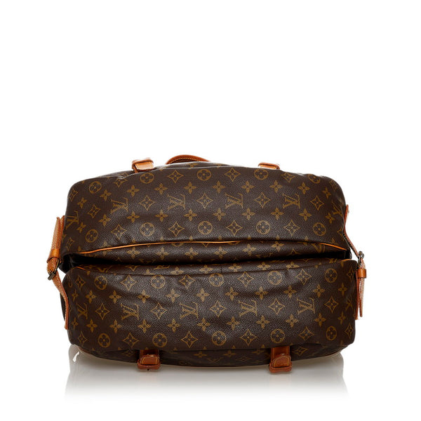 ルイ ヴィトン モノグラム ソミュールGM 斜め掛け ショルダーバッグ M42256 ブラウン PVC レザー レディース LOUIS VUITTON 【中古】