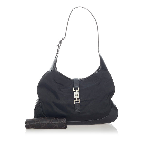 グッチ ジャッキー ワンショルダーバッグ 001 3346 ブラック キャンバス レザー レディース GUCCI 【中古】