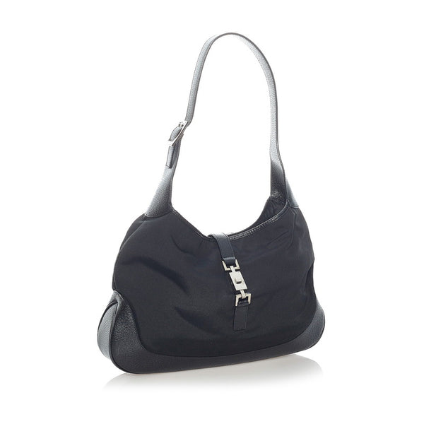 グッチ ジャッキー ワンショルダーバッグ 001 3346 ブラック キャンバス レザー レディース GUCCI 【中古】