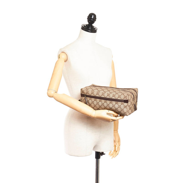 グッチ GGスプリーム クラッチバッグ セカンドバッグ 02888 ベージュ PVC レザー レディース GUCCI 【中古】