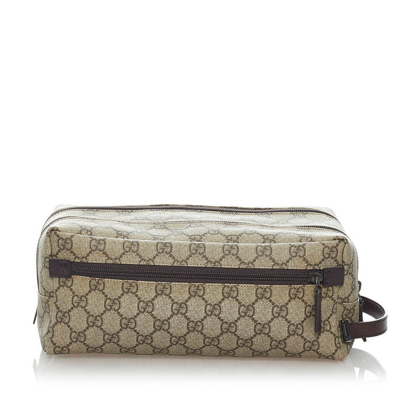 グッチ GGスプリーム クラッチバッグ セカンドバッグ 02888 ベージュ PVC レザー レディース GUCCI 【中古】