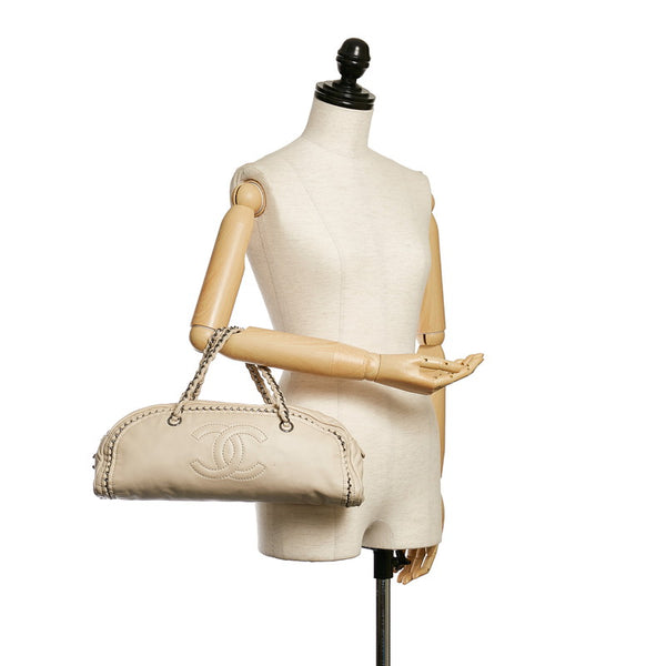 シャネル ココマーク チェーン ハンドバック アイボリー レザー レディース CHANEL 【中古】