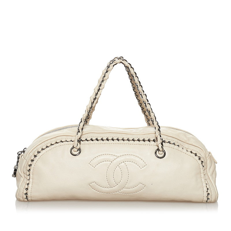 シャネル ココマーク チェーン ハンドバック アイボリー レザー レディース CHANEL 【中古】