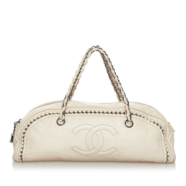 シャネル ココマーク チェーン ハンドバック アイボリー レザー レディース CHANEL 【中古】