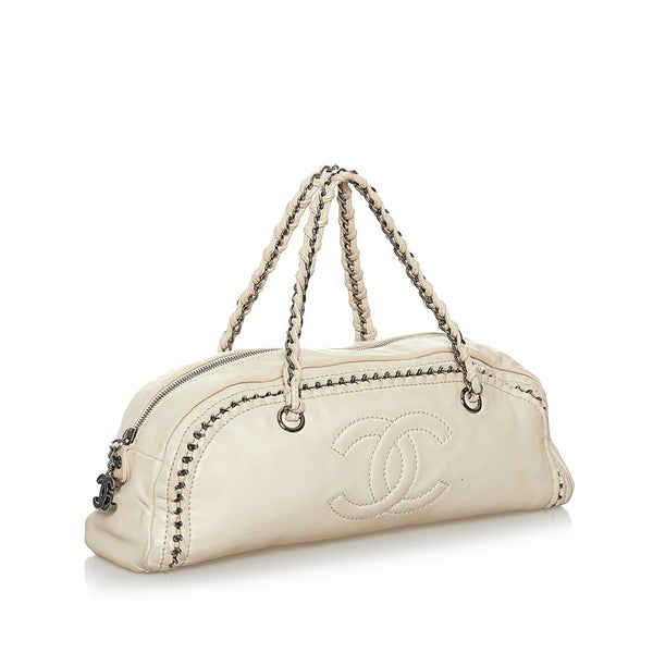 シャネル ココマーク チェーン ハンドバック アイボリー レザー レディース CHANEL 【中古】