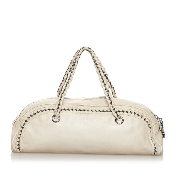 シャネル ココマーク チェーン ハンドバック アイボリー レザー レディース CHANEL 【中古】