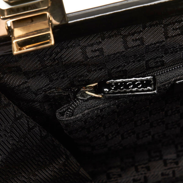 グッチ ワンハンドル ハンドバッグ ブラック パテントレザー レディース GUCCI 【中古】