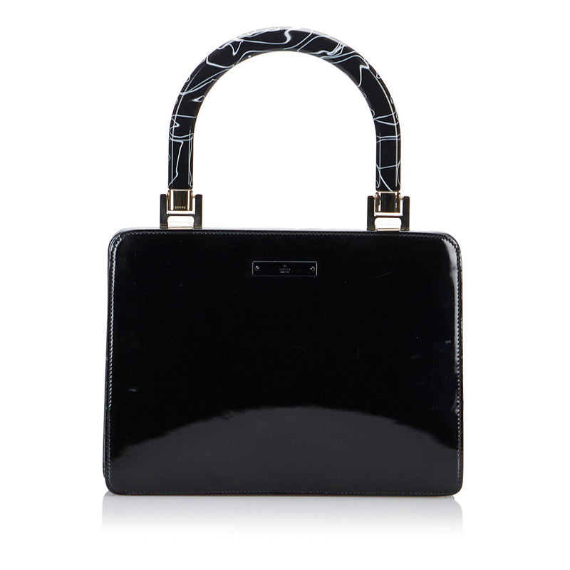 グッチ ワンハンドル ハンドバッグ ブラック パテントレザー レディース GUCCI 【中古】