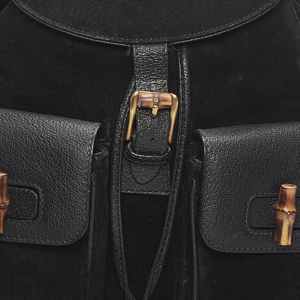 グッチ バンブー リュック バックパック 0032058 ブラック スウェード レザー レディース GUCCI 【中古】
