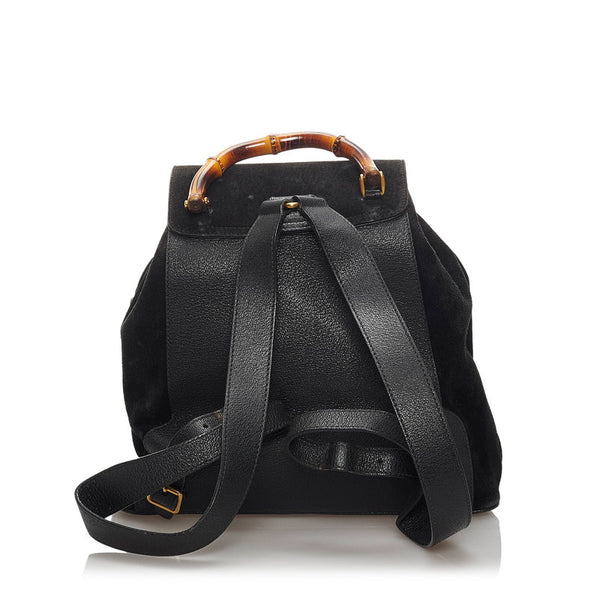 グッチ バンブー リュック バックパック 0032058 ブラック スウェード レザー レディース GUCCI 【中古】