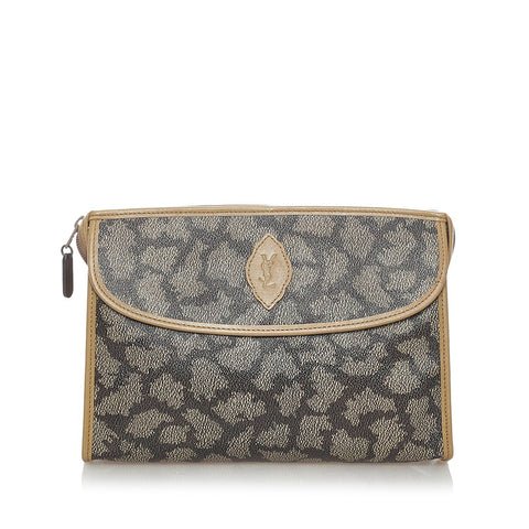 サンローラン ジラフ クラッチバッグ セカンドバッグ グレー ベージュ PVC レディース SAINT LAURENT 【中古】