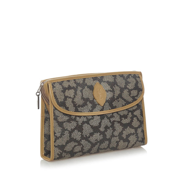 サンローラン ジラフ クラッチバッグ セカンドバッグ グレー ベージュ PVC レディース SAINT LAURENT 【中古】