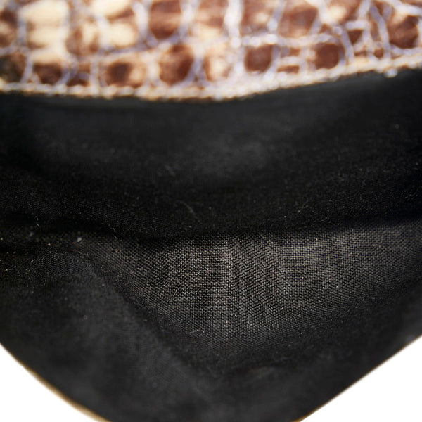 サルヴァトーレフェラガモ ガンチーニ クロコ型押し 二つ折り財布 コンパクトウォレット ホワイト グレー レザー レディース Salvatore Ferragamo 【中古】