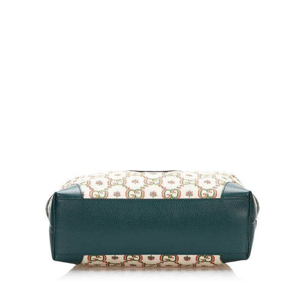 グッチ オフィディア フラワージャガード トートバッグ 676681 グリーン キャンバス レザー レディース GUCCI 【中古】