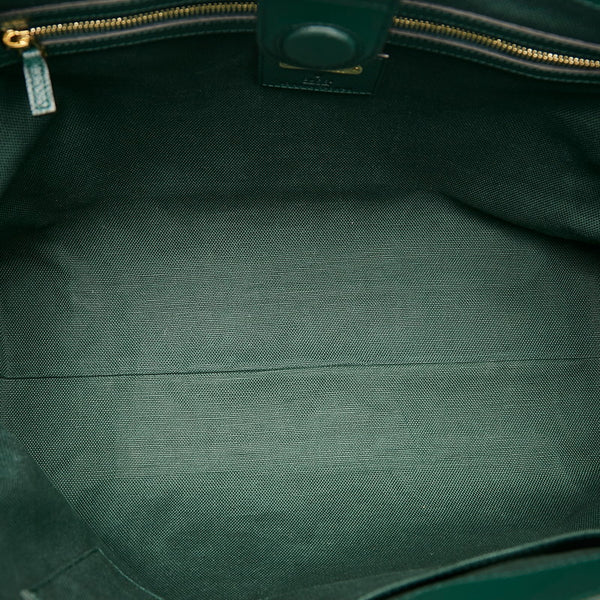 グッチ オフィディア フラワージャガード トートバッグ 676681 グリーン キャンバス レザー レディース GUCCI 【中古】