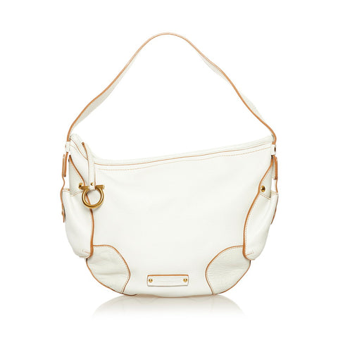 サルヴァトーレフェラガモ ガンチーニ ワンショルダー FL-21 6821 ホワイト レザー レディース Salvatore Ferragamo 【中古】