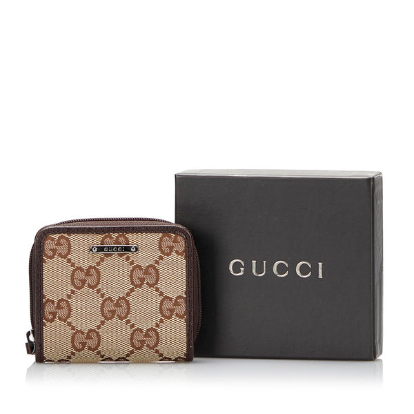 グッチ GGキャンバス ミニ コインケース 小銭入れ 115255 ブラウン ベージュ キャンバス レザー レディース GUCCI 【中古】
