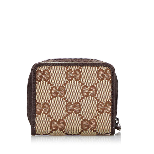 グッチ GGキャンバス ミニ コインケース 小銭入れ 115255 ブラウン ベージュ キャンバス レザー レディース GUCCI 【中古】