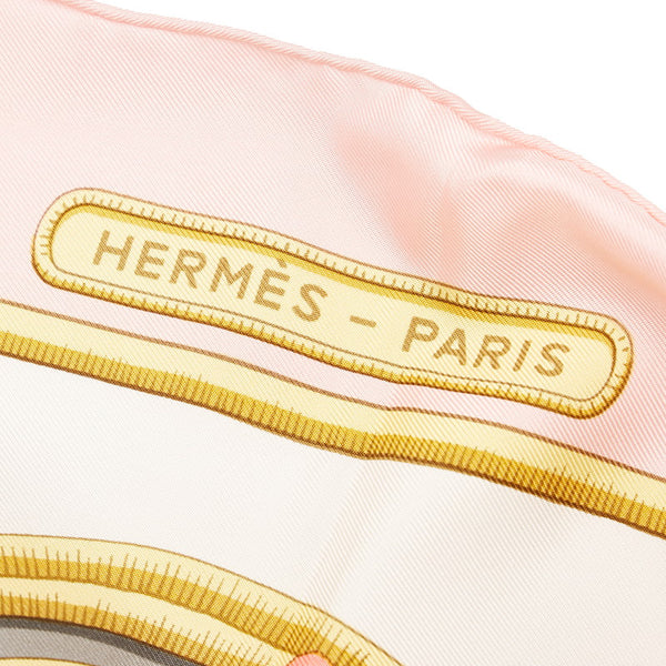 エルメス カレ90 Caraibes カリブ スカーフ ピンク ホワイト シルク レディース HERMES 【中古】