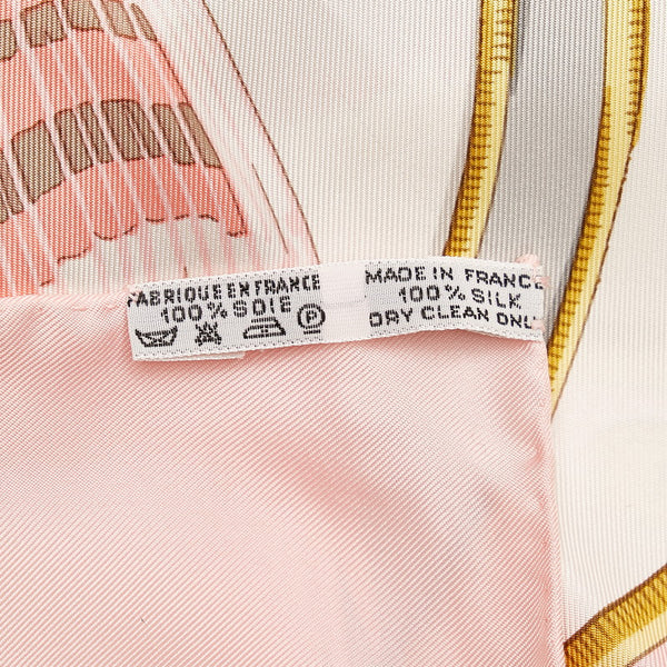 エルメス カレ90 Caraibes カリブ スカーフ ピンク ホワイト シルク レディース HERMES 【中古】
