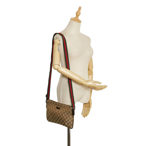 グッチ GGキャンバス シェリーライン 斜め掛け ショルダーバッグ 189749 ベージュ キャンバス レザー レディース GUCCI 【中古】