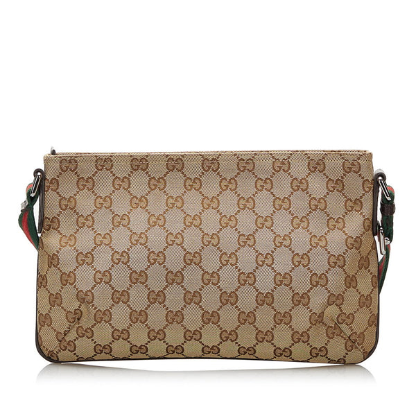 グッチ GGキャンバス シェリーライン 斜め掛け ショルダーバッグ 189749 ベージュ キャンバス レザー レディース GUCCI 【中古】