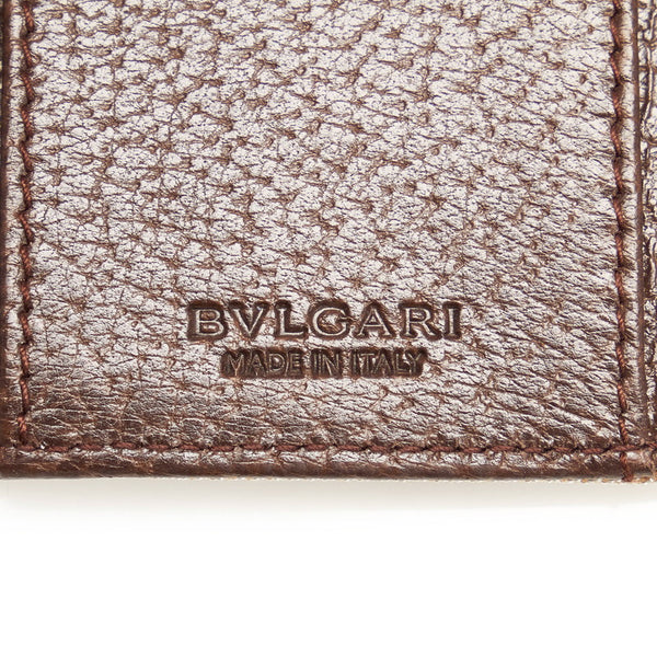 ブルガリ ロゴマニア キーケース ベージュ キャンバス レザー レディース BVLGARI 【中古】