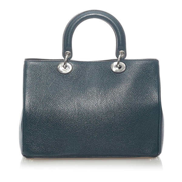 クリスチャンディオール ディオリッシモ バラ柄 ハンドバッグ ショルダーバッグ 2WAY ブラック ブルー レザー レディース Christian Dior 【中古】