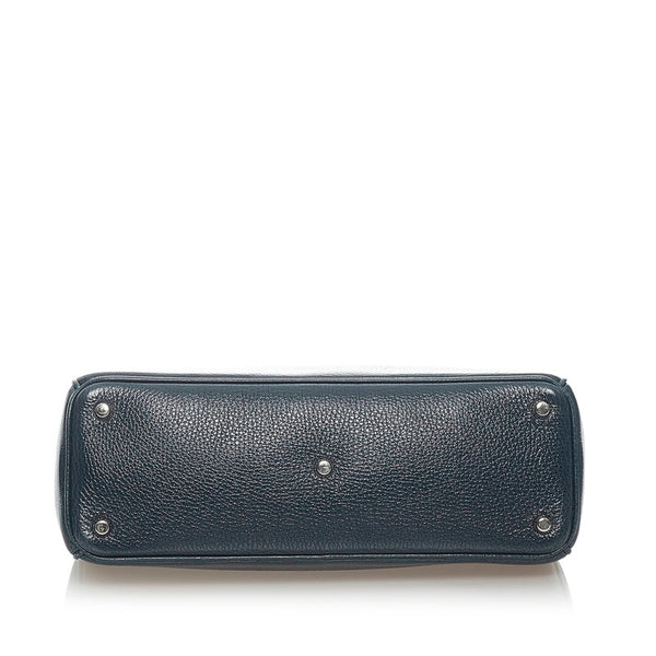 クリスチャンディオール ディオリッシモ バラ柄 ハンドバッグ ショルダーバッグ 2WAY ブラック ブルー レザー レディース Christian Dior 【中古】