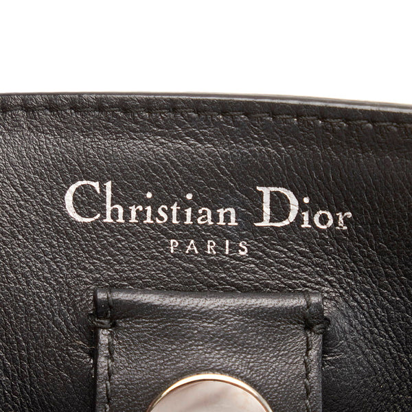 クリスチャンディオール ディオリッシモ バラ柄 ハンドバッグ ショルダーバッグ 2WAY ブラック ブルー レザー レディース Christian Dior 【中古】