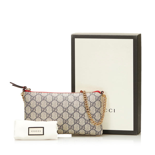 グッチ GGスプリーム シグネチャー リストウォレット チェーン ショルダーバッグ  428449 ベージュ PVC レザー レディース GUCCI 【中古】