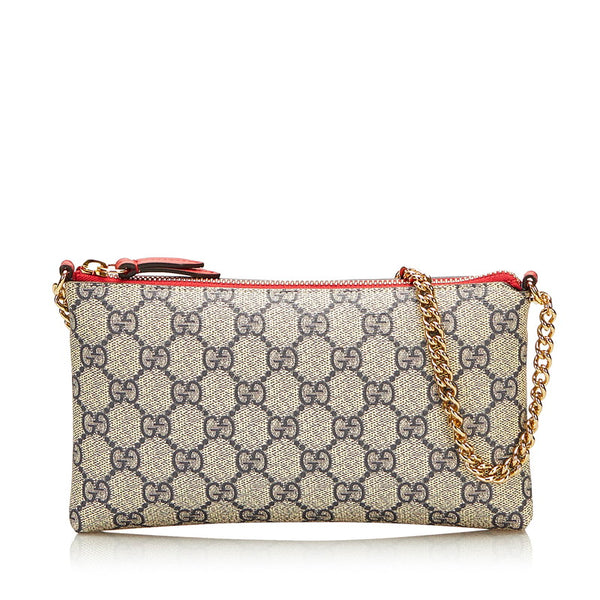 グッチ GGスプリーム シグネチャー リストウォレット チェーン ショルダーバッグ  428449 ベージュ PVC レザー レディース GUCCI 【中古】