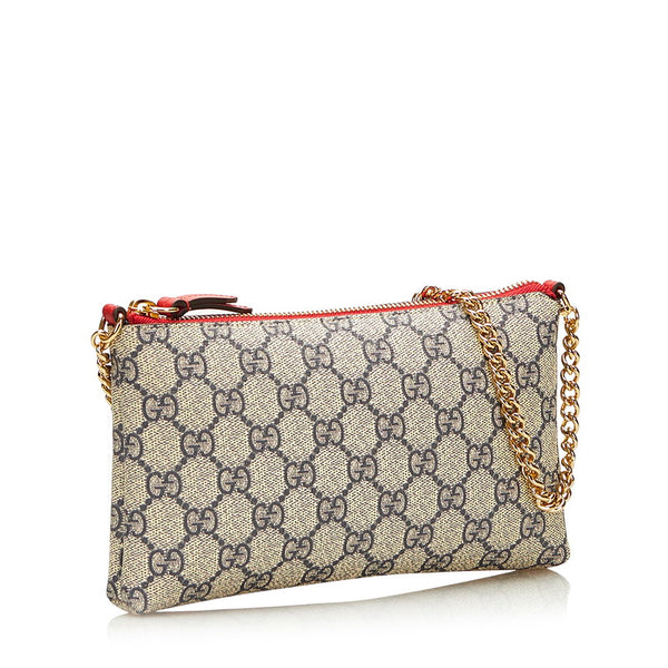 グッチ GGスプリーム シグネチャー リストウォレット チェーン ショルダーバッグ  428449 ベージュ PVC レザー レディース GUCCI 【中古】