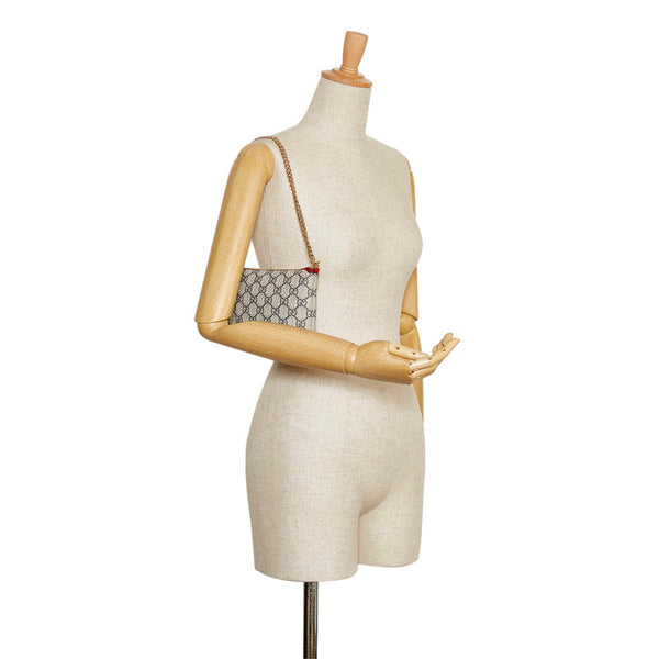 グッチ GGスプリーム シグネチャー リストウォレット チェーン ショルダーバッグ  428449 ベージュ PVC レザー レディース GUCCI 【中古】