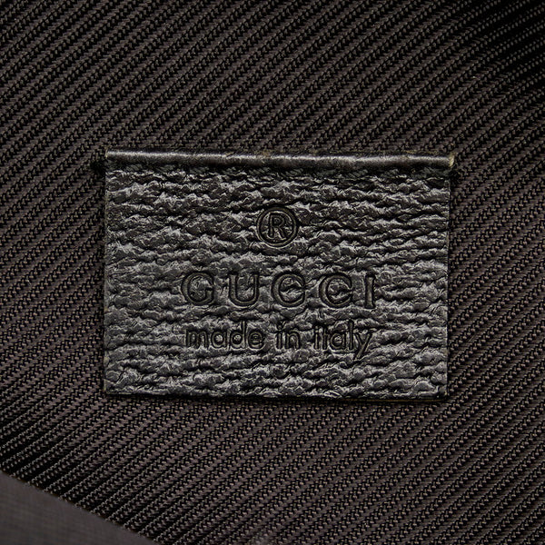 グッチ GGキャンバス ポーチ アクセサリーポーチ 145750 ブラック キャンバス レザー レディース GUCCI 【中古】