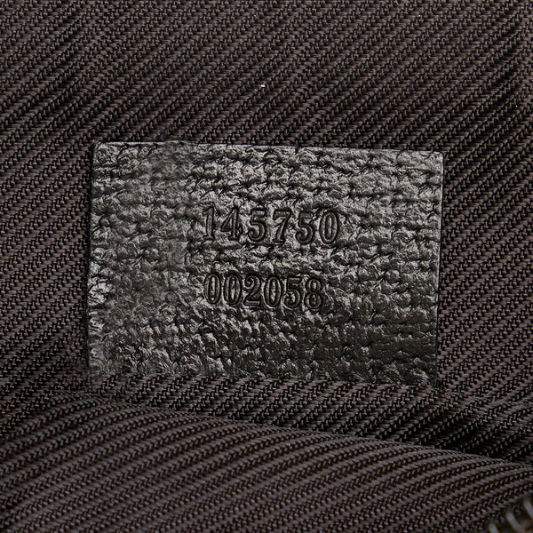 グッチ GGキャンバス ポーチ アクセサリーポーチ 145750 ブラック キャンバス レザー レディース GUCCI 【中古】