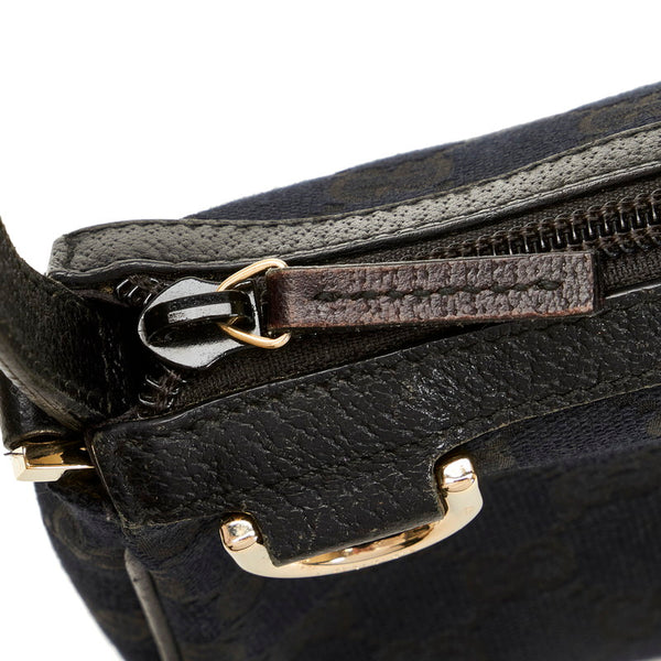 グッチ GGキャンバス ポーチ アクセサリーポーチ 145750 ブラック キャンバス レザー レディース GUCCI 【中古】