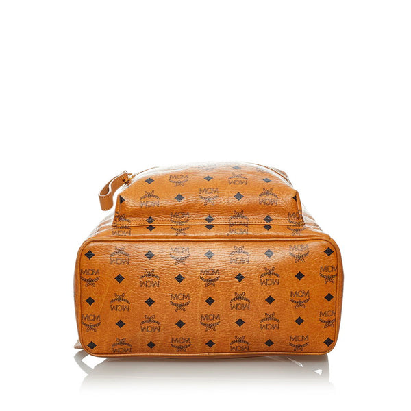 エム シー エム ヴィセトス スタッズ ブラウン レザー リュック バックパック メンズ MCM 【中古】
