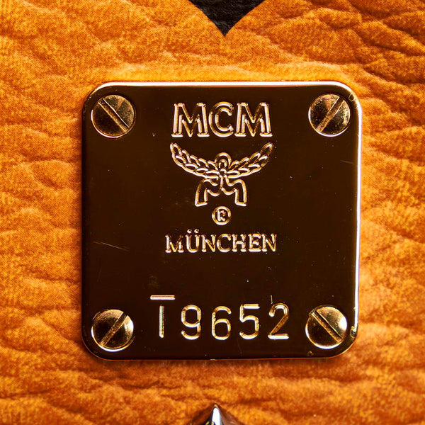 エム シー エム ヴィセトス スタッズ ブラウン レザー リュック バックパック メンズ MCM 【中古】