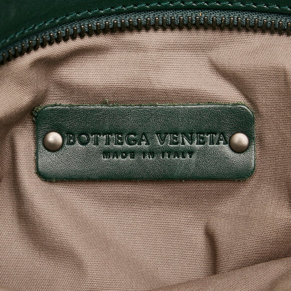 ボッテガヴェネタ イントレチャート 斜め掛け ショルダーバッグ グリーン レザー キャンバス レディース BOTTEGAVENETA 【中古】