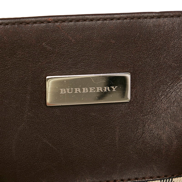 バーバリー ノバチェック ハンドバッグ トートバッグ ベージュ ブラウン キャンバス レザー レディース BURBERRY 【中古】