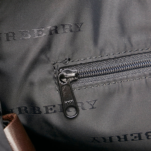 バーバリー ノバチェック ハンドバッグ トートバッグ ベージュ ブラウン キャンバス レザー レディース BURBERRY 【中古】