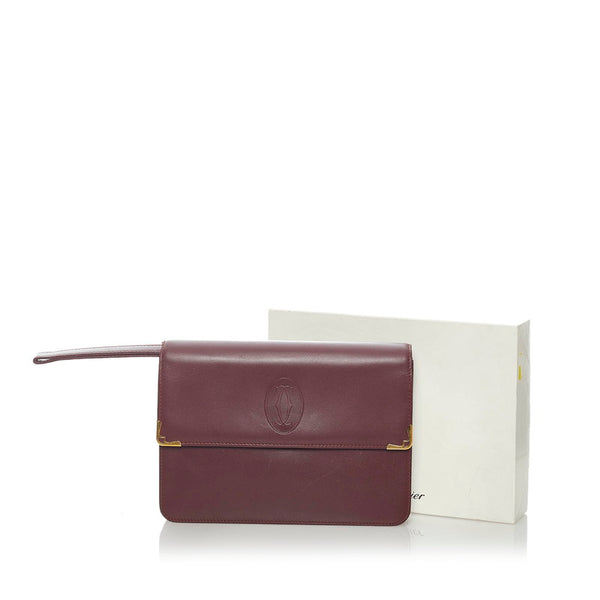 カルティエ マストライン セカンドバッグ クラッチバッグ ボルドー レザー レディース CARTIER 【中古】