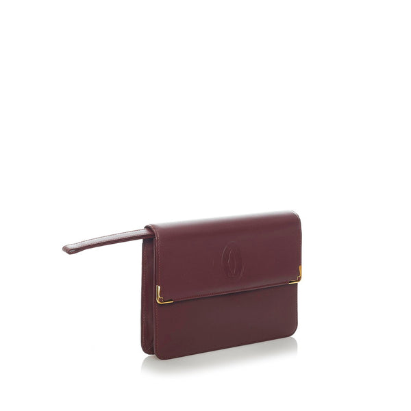 カルティエ マストライン セカンドバッグ クラッチバッグ ボルドー レザー レディース CARTIER 【中古】