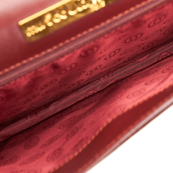 カルティエ マストライン セカンドバッグ クラッチバッグ ボルドー レザー レディース CARTIER 【中古】